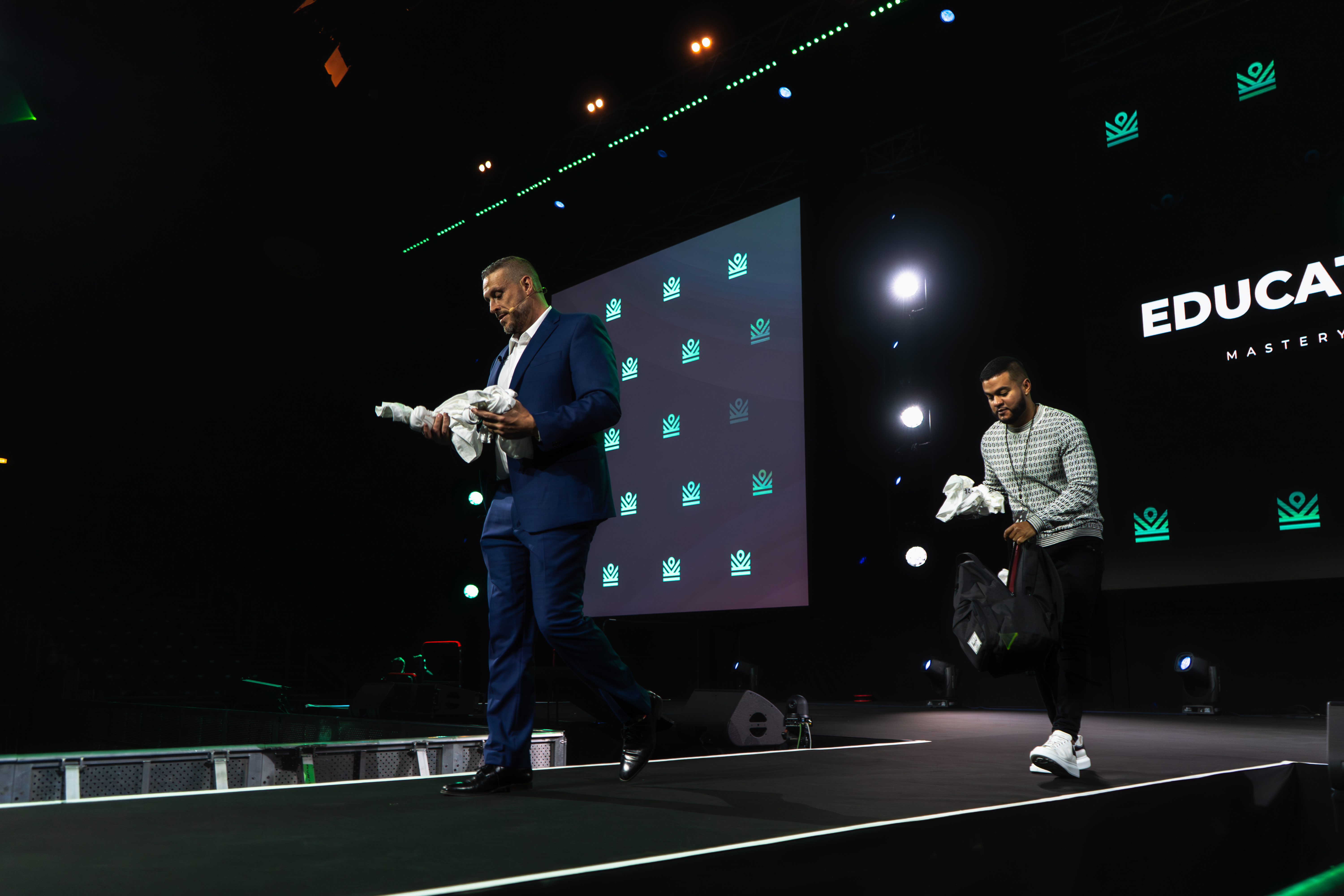 On stage at a live event